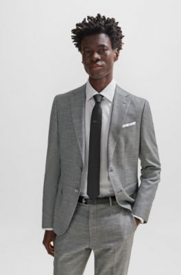 Slim-fit jacket in a patterned wool blend, Silver