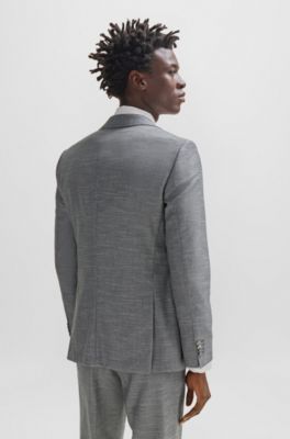 Slim-fit jacket in a patterned wool blend, Silver