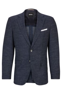 BOSS Slim fit jacket in a patterned wool blend Dark Blue