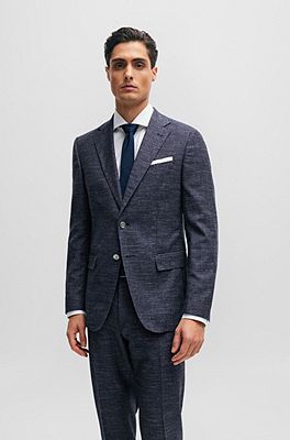 BOSS - Slim-fit jacket in a patterned wool blend