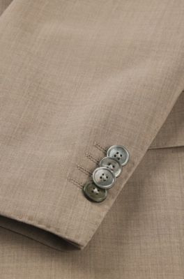 BOSS - Regular-fit suit in crease-resistant stretch wool - Beige