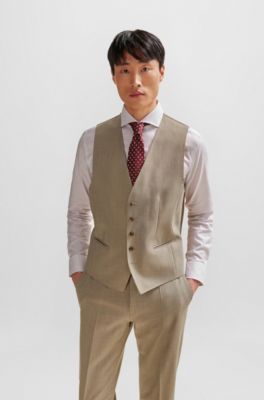 Costume Regular Fit en laine stretch infroissable, Beige