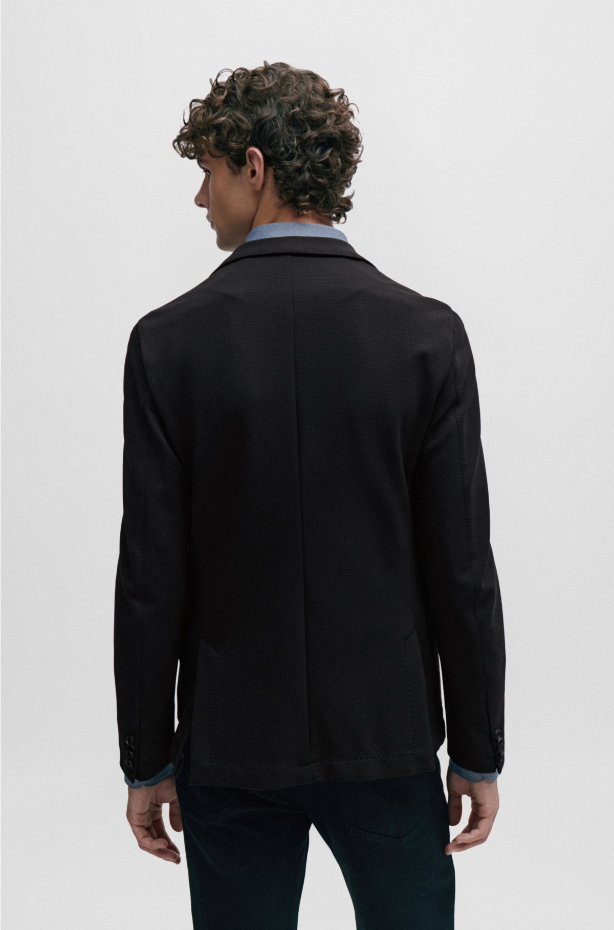 BOSS - Slim-fit jacket in micro-patterned performance-stretch material