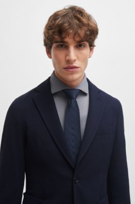 BOSS - Slim-fit jacket in micro-patterned performance-stretch material 