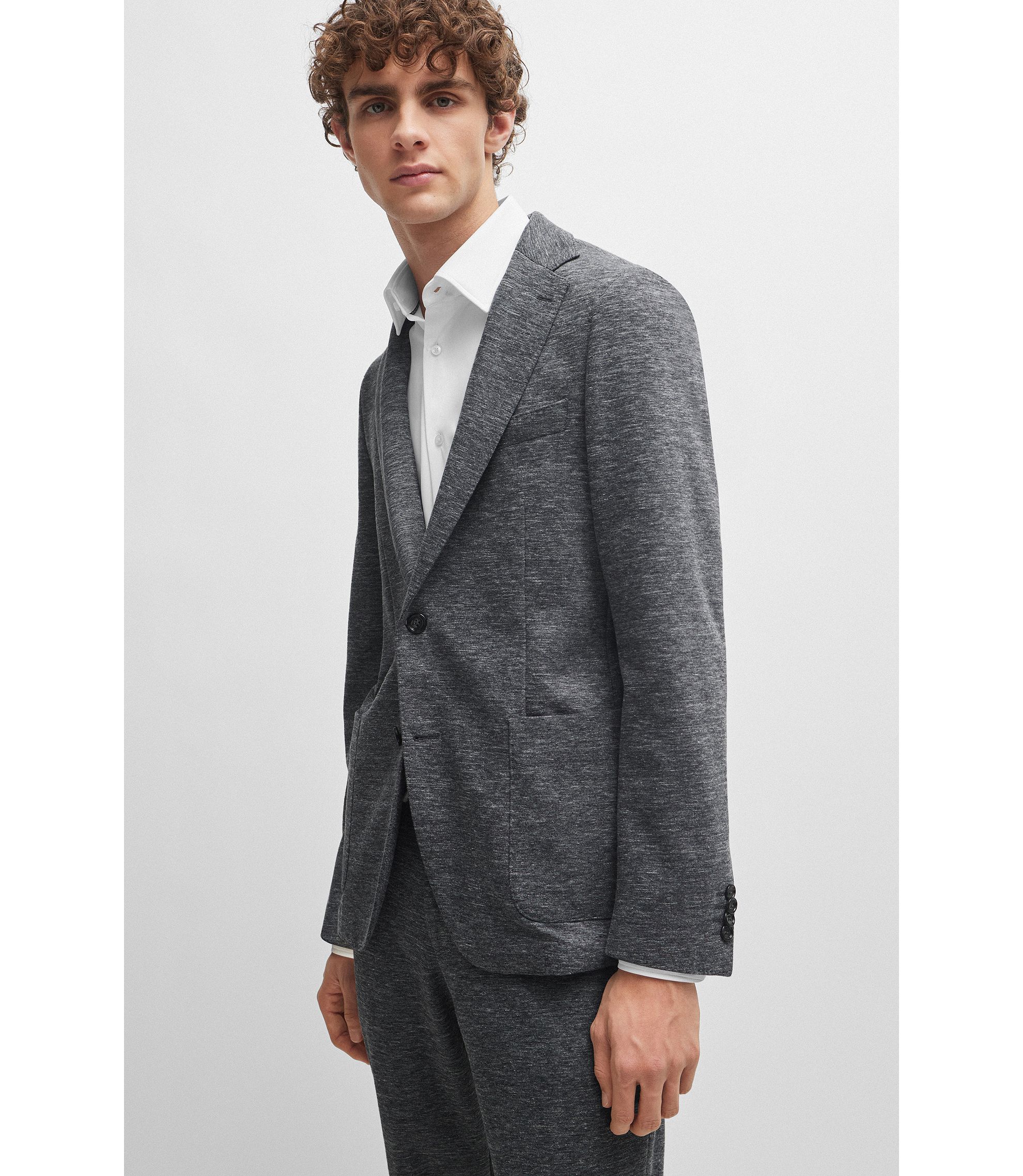 BOSS - Slim-fit jacket in stretch jersey with detachable BOSS - Slim-fit jacket in stretch jersey with detachable