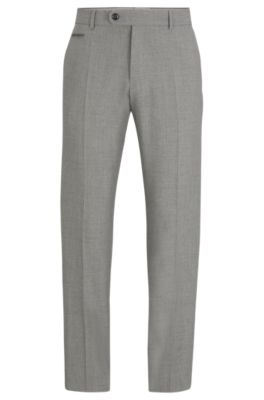 Slim-fit trousers in wrinkle-resistant melange fabric, Silver