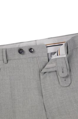 Slim-fit trousers in wrinkle-resistant melange fabric, Silver