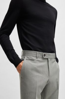 Slim-fit trousers in wrinkle-resistant melange fabric, Silver