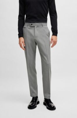 Slim-fit trousers in wrinkle-resistant melange fabric, Silver