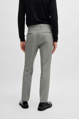 Slim-fit trousers in wrinkle-resistant melange fabric, Silver