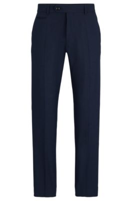 Pantalones slim fit en tejido jaspeado resistente a las arrugas, Azul oscuro