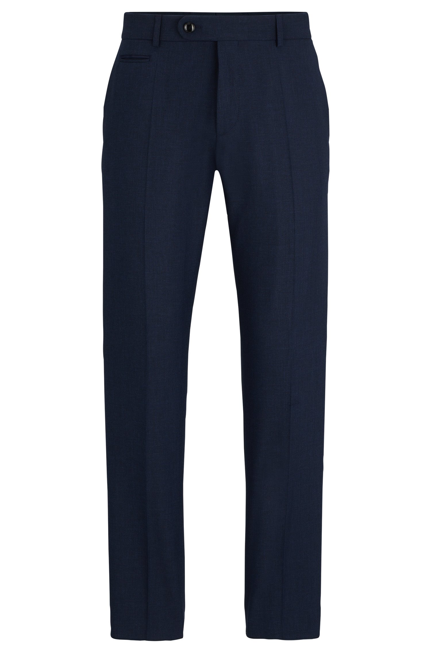 Slim-fit trousers wrinkle-resistant melange fabric