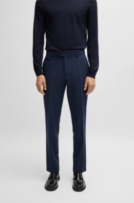 Pantalones slim fit en tejido jaspeado resistente a las arrugas, Azul oscuro