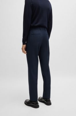 Pantalones slim fit en tejido jaspeado resistente a las arrugas, Azul oscuro