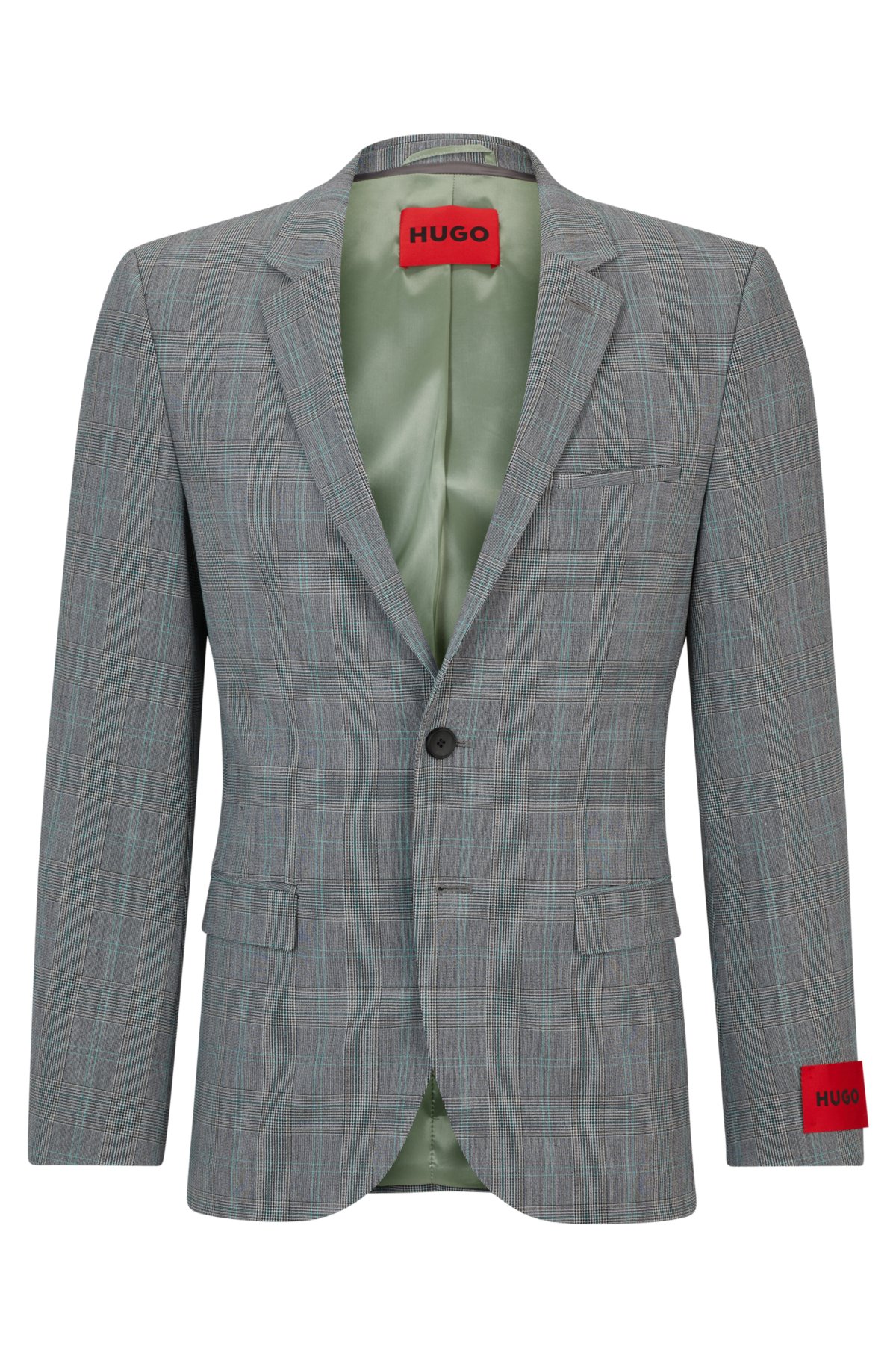 Extra-slim-fit jacket in checked super-flex fabric
