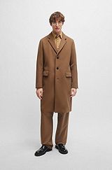 Slim-fit coat in a cotton blend, Light Brown