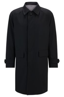 Shop Hugo Boss Reversible Car Coat In Waterproof Performance-stretch Material In Black