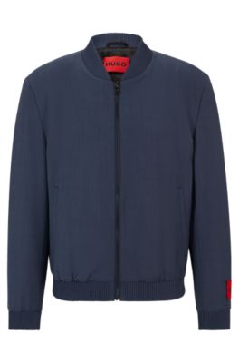 Hugo Slim-fit Jacket In Mohair-look Material In Blue