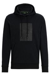 Regular-fit hoodie with seasonal artwork, Black