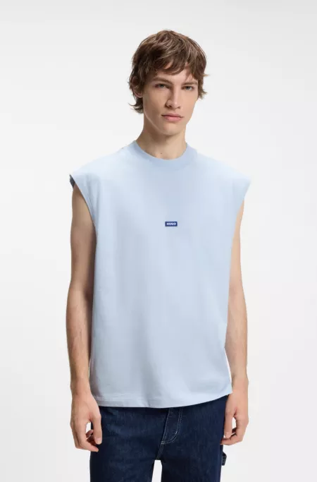Sleeveless T-shirt in cotton jersey with logo detail