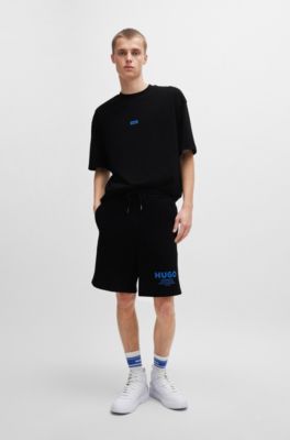 T-shirt Loose en coton avec logo artistique au dos, Noir