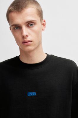 T-shirt Loose en coton avec logo artistique au dos, Noir