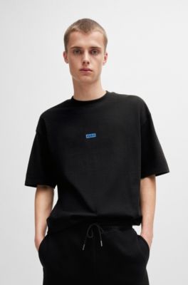 T-shirt Loose en coton avec logo artistique au dos, Noir