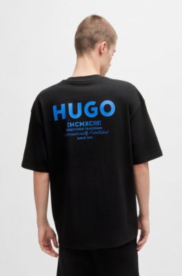 T-shirt Loose en coton avec logo artistique au dos, Noir