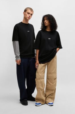 Logo-print T-shirt in cotton jersey, Black