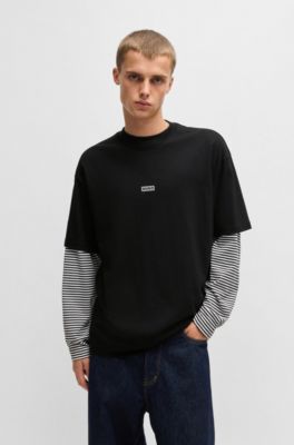 Logo-print T-shirt in cotton jersey, Black