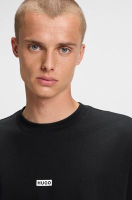 Camiseta loose fit para ni&ntilde;os en algod&oacute;n con ilustraci&oacute;n de logo en la espalda, Negro