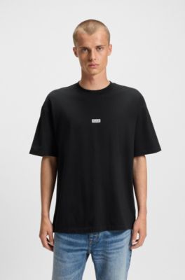 T-shirt Loose en coton avec logo artistique au dos, Noir
