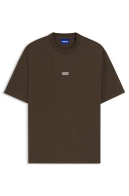 Camiseta loose fit para ni&ntilde;os en algod&oacute;n con ilustraci&oacute;n de logo en la espalda, Marr&oacute;n oscuro