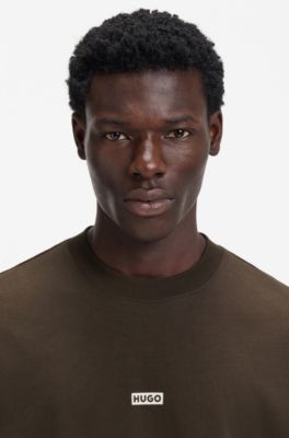 Camiseta loose fit para ni&ntilde;os en algod&oacute;n con ilustraci&oacute;n de logo en la espalda, Marr&oacute;n oscuro