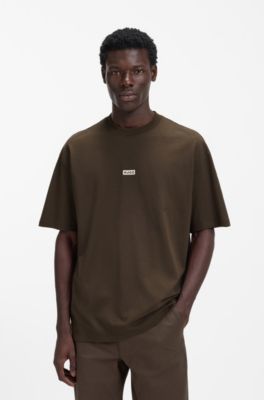 Camiseta loose fit para ni&ntilde;os en algod&oacute;n con ilustraci&oacute;n de logo en la espalda, Marr&oacute;n oscuro