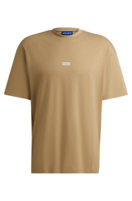 HUGO - Cotton-jersey T-shirt with new-season logo story - Beige