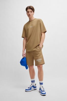 T-shirt Loose en coton avec logo artistique au dos, Beige