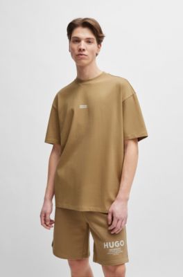 T-shirt Loose en coton avec logo artistique au dos, Beige