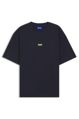 T-shirt Loose en coton avec logo artistique au dos, Bleu fonc&eacute;