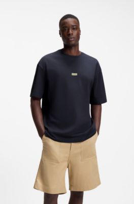 Camiseta loose fit para ni&ntilde;os en algod&oacute;n con ilustraci&oacute;n de logo en la espalda, Azul oscuro