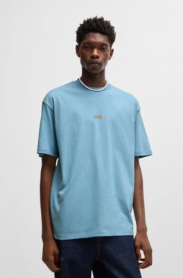 Logo-print T-shirt in cotton jersey, Light Blue
