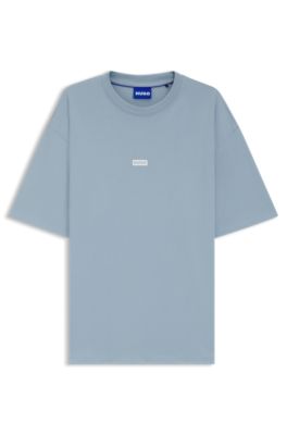 T-shirt Loose en coton avec logo artistique au dos, bleu clair