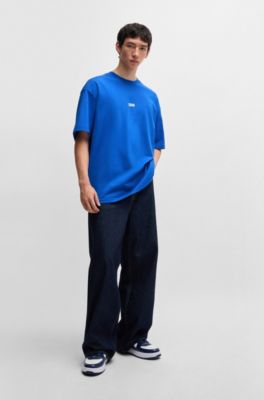 Logo-print T-shirt in cotton jersey, Light Blue