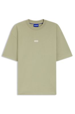 Logo-print T-shirt in cotton jersey, Beige