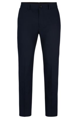 BOSS - Slim-fit trousers in stretch cotton with silk