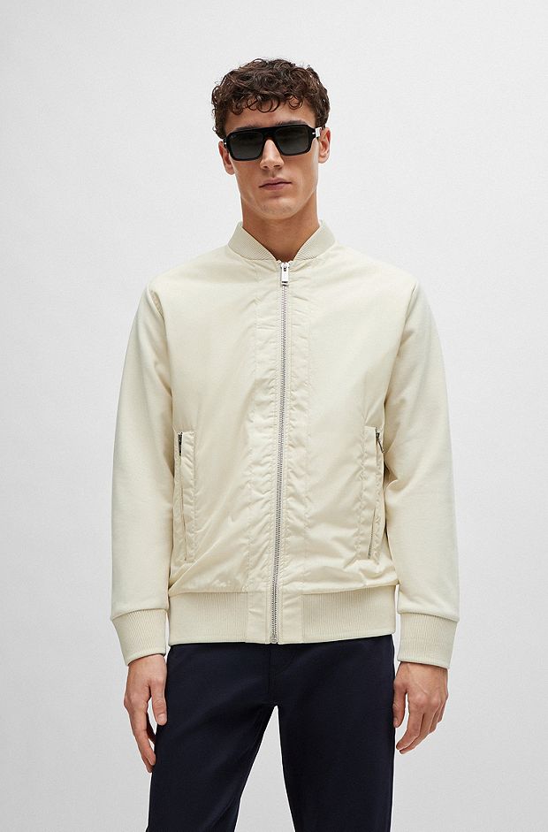 Porsche x BOSS bomber jacket with embroidered logo, White
