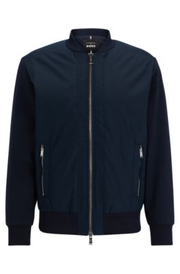 Shop Hugo Boss Porsche X Boss Bomber Jacket With Embroidered Logo In Dark Blue