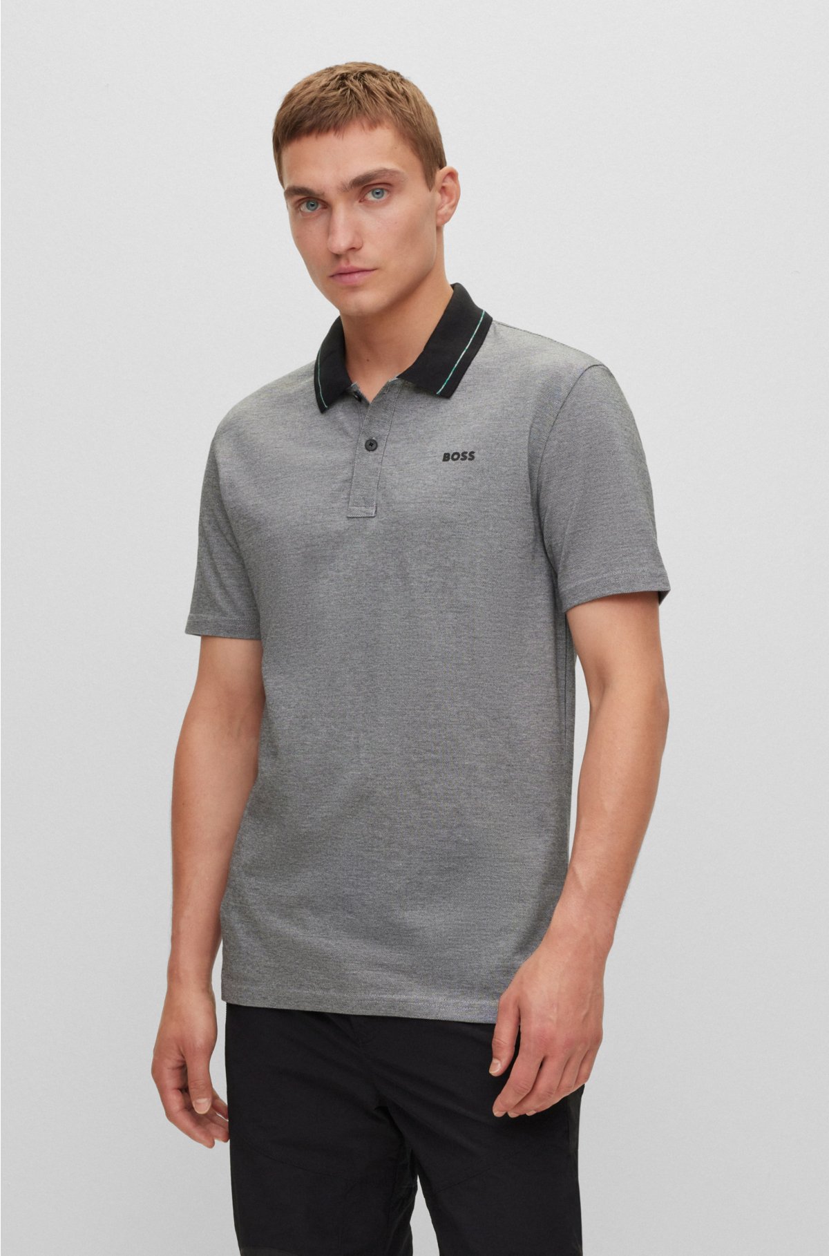 BOSS - Regular-fit cotton-piqué polo shirt with logo print