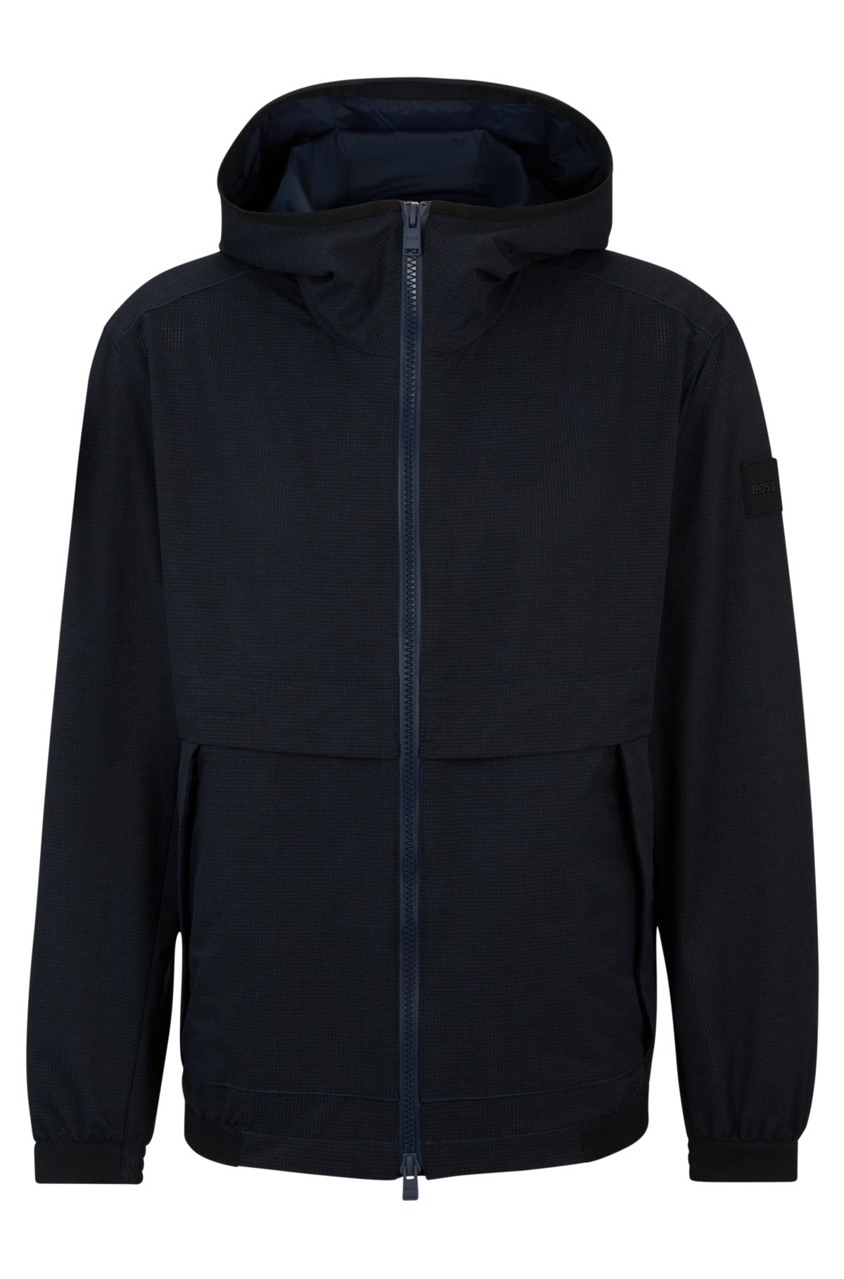 BOSS - Regular-fit hooded jacket in air-mesh stretch fabric