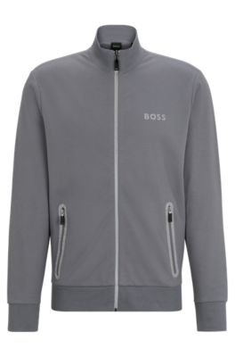 Zip-up sweatshirt with pixellated logo, Grey